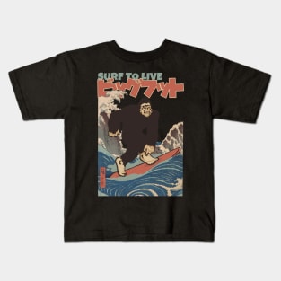 Vintage Bigfoot Surf to Live Kids T-Shirt